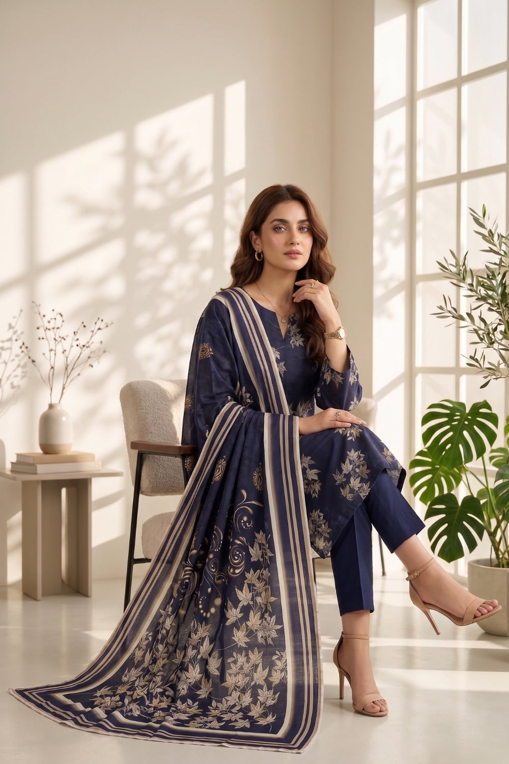 Mushtaq 3Pcs Unstitched Printed Lawn Suit Rooh Posh Collection Desgin - 8