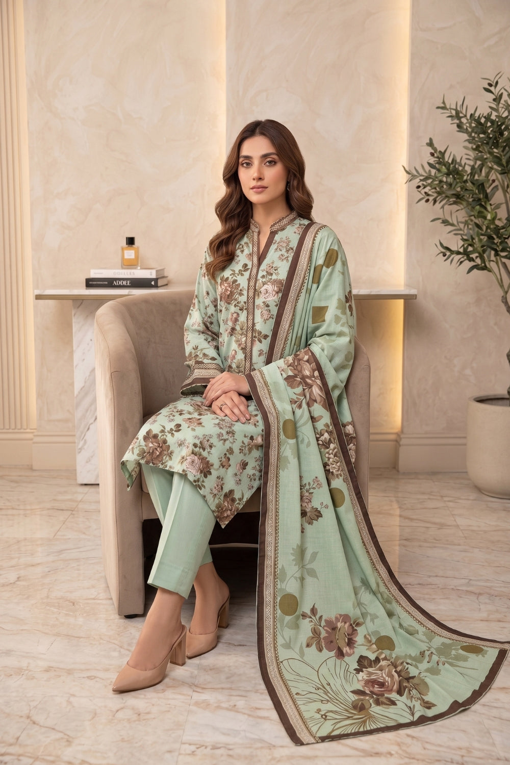 Mushtaq 3Pcs Unstitched Printed Khaddar Desgin - 8