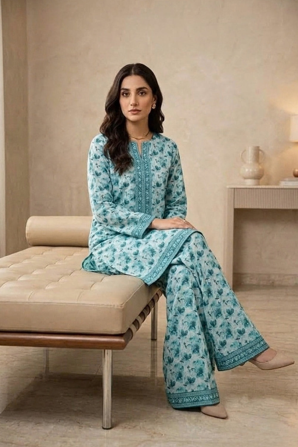 2Pcs Unstitched Printed Khaddar Eshal Collection Desgin - 2
