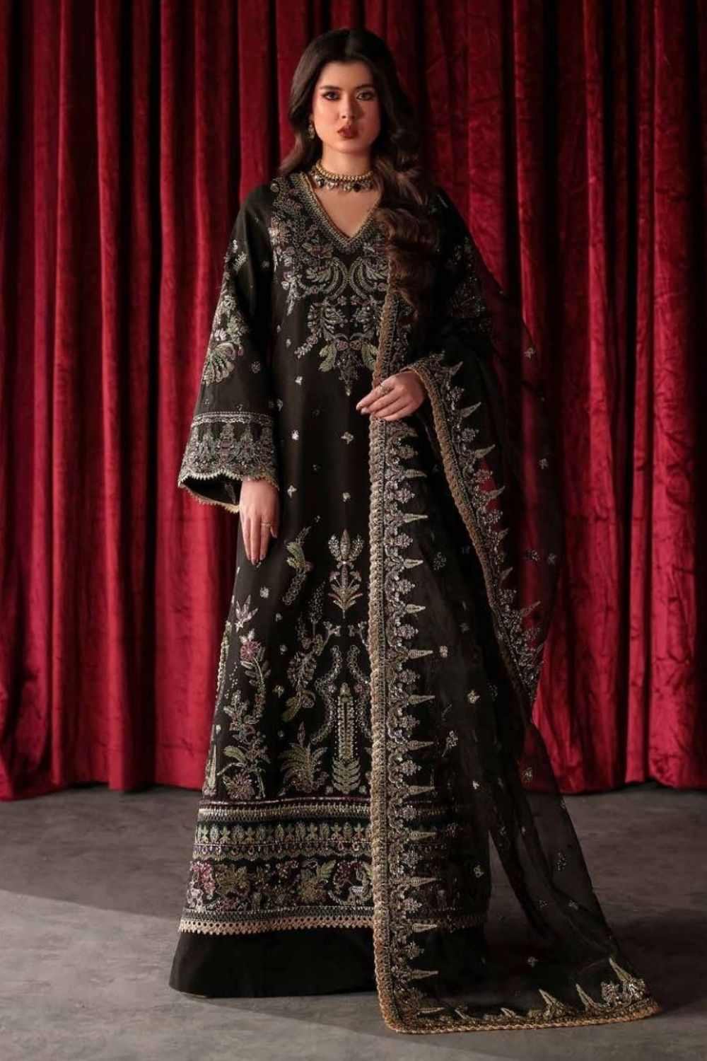 Emaan Adeel Verve Silk Edit'26  3 Piece Unstitched Embroidered Suit LUCE