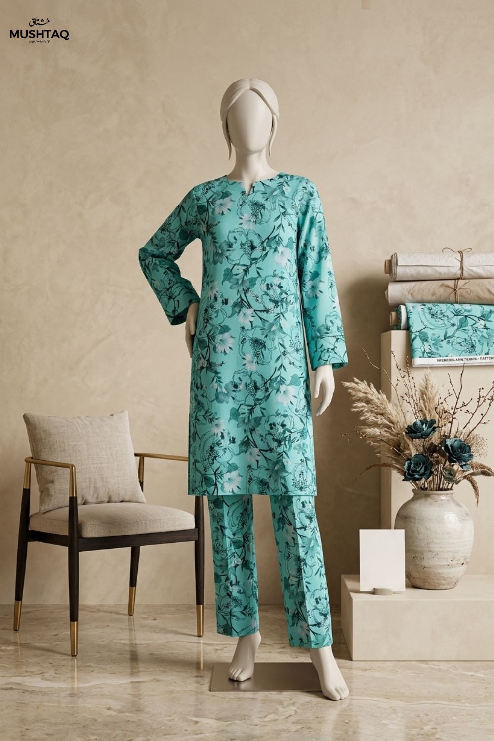 Mushtaq Noor-e-aain Collection 2Pcs Printed Lawn Desgin - 5