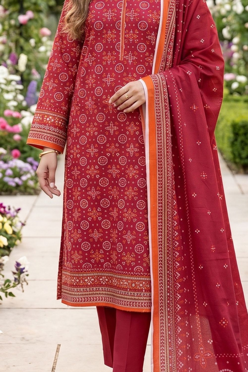 Mushtaq 3Pcs Unstitched Printed Lawn Alizy Collection Desgin - 8