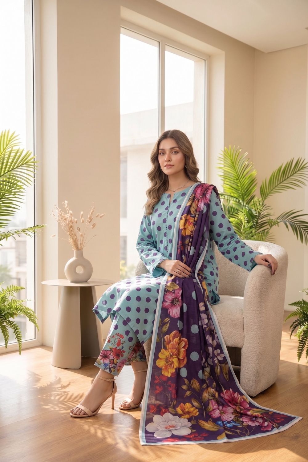 Mushtaq 3Pcs Unstitched Printed Lawn Suit Hamraah Collection Desgin - 3