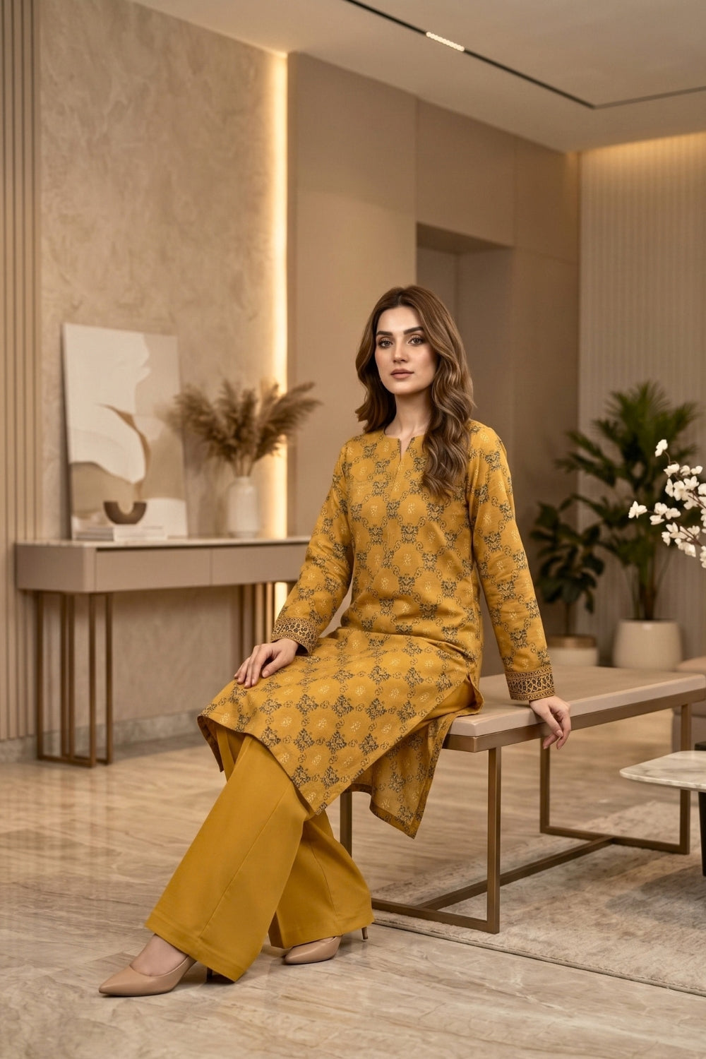 Mushtaq 2Pcs Unstitched Printed Dhanak Marina Desgin - 3