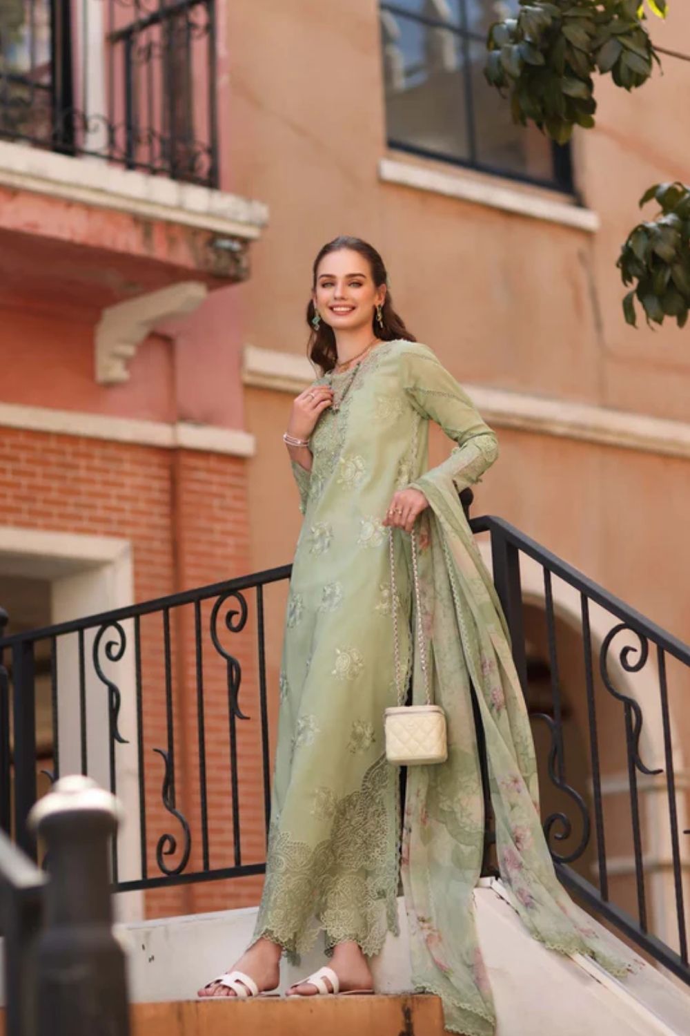 Noor By Saadia Asad Embroidered Lawn Suits Unstitched 3 Piece Luxury Collection D2 - A - Opal Mint