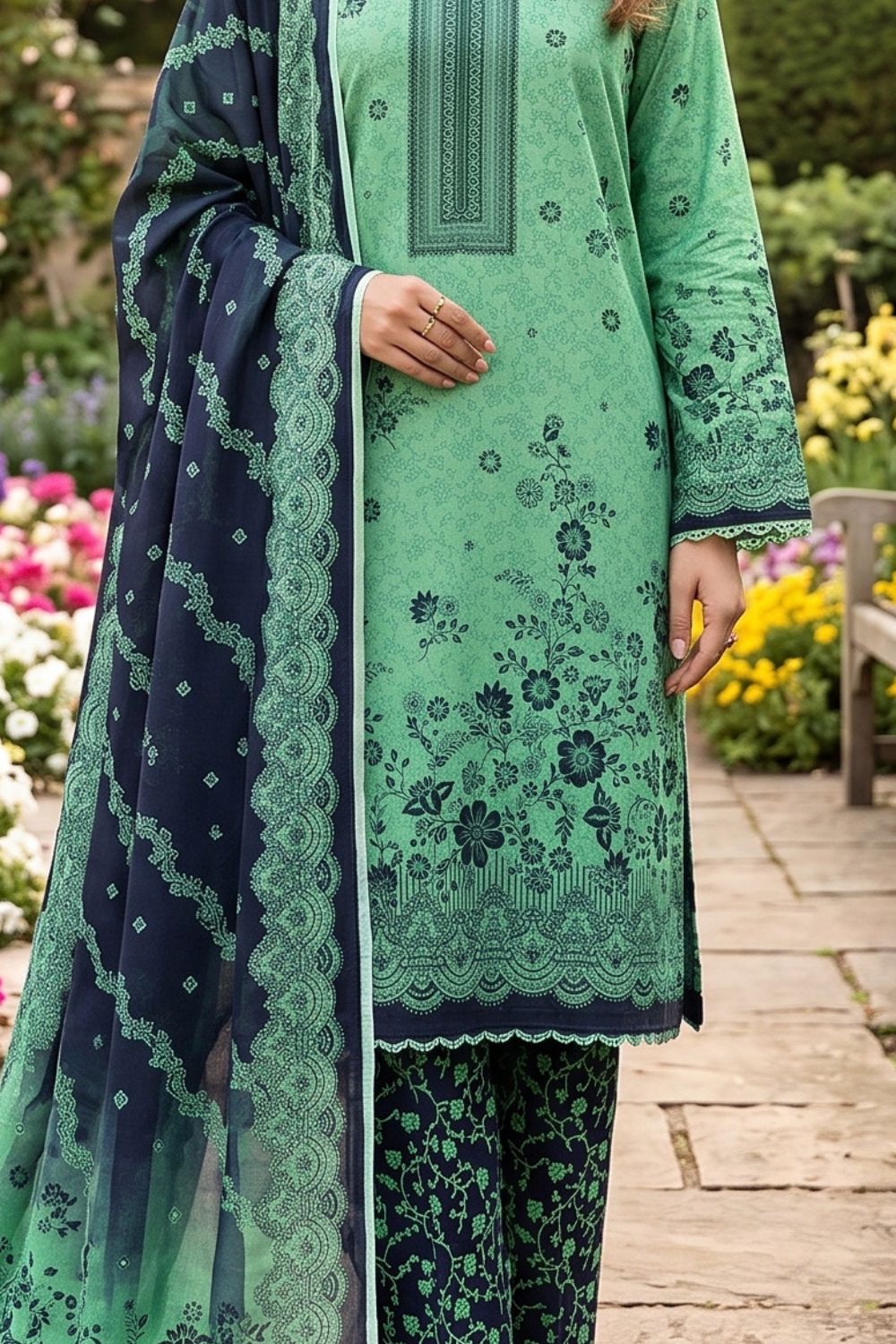 Mushtaq 3Pcs Unstitched Printed Lawn Suit Emaan Collection Desgin - 2