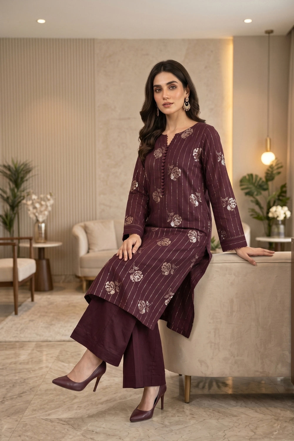 Mushtaq 2Pcs Unstitched Marina Facy Zuna Collection Desgin - 3