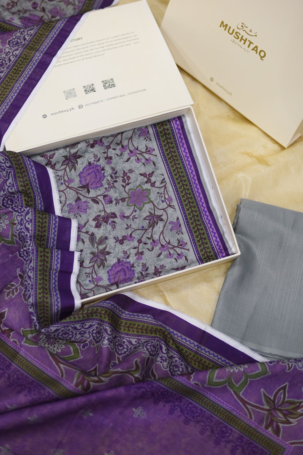 3Pcs Printed Khaddar with Box and No DC Charges Degsin - 2