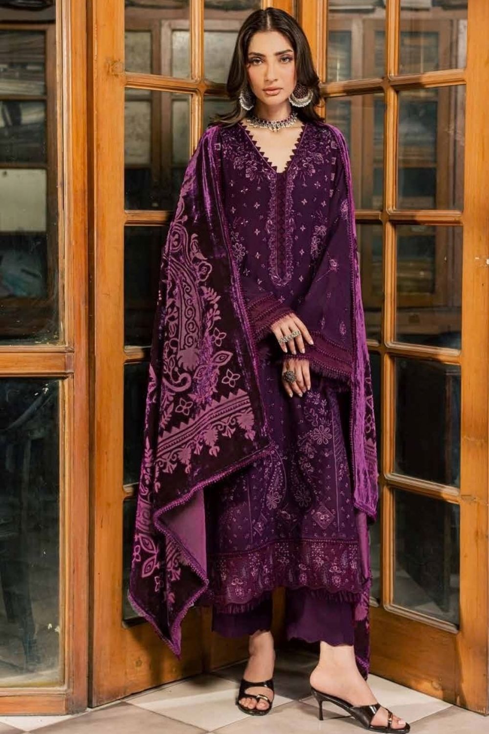 Nureh 3Pcs Luxury Embroidered Unstitched Suit NE-284