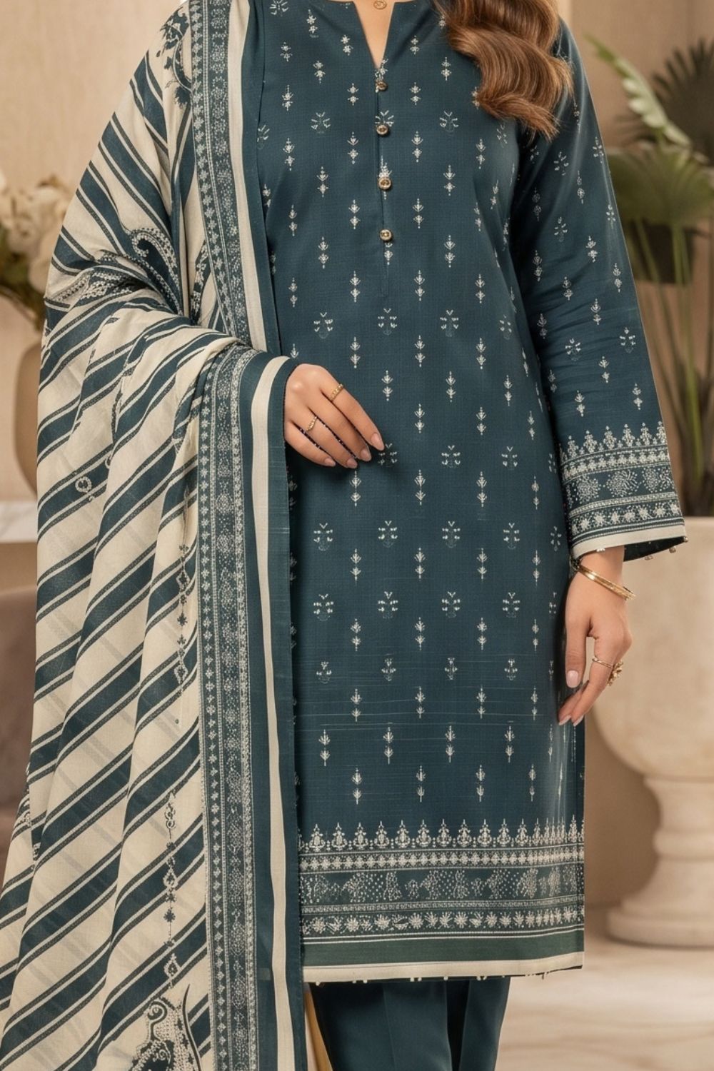 Mushtaq 3Pcs Unstitched Printed Khaddar Mehrza Collection Desgin - 2