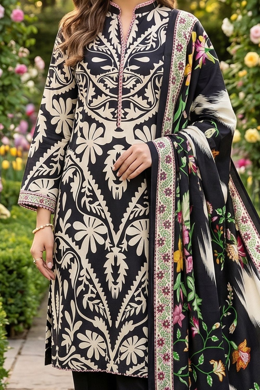 Mushtaq 3Pcs Unstitched Printed Lawn Alveena Collection Desgin - 2