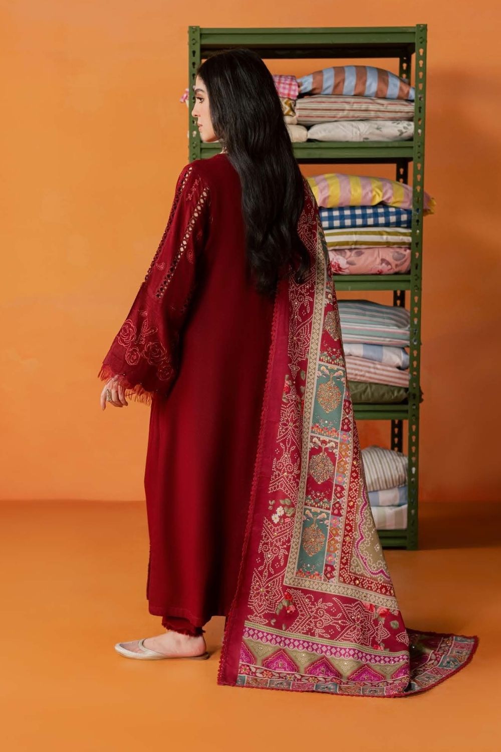 Nureh 3Pcs Unstitched Embroidered Leather Peach Collection NE-290