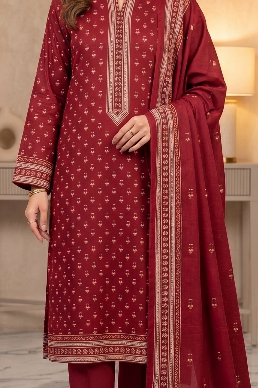 Mushtaq 3Pcs Unstitched Cotton Suit Hiba Collection Desgin - 2