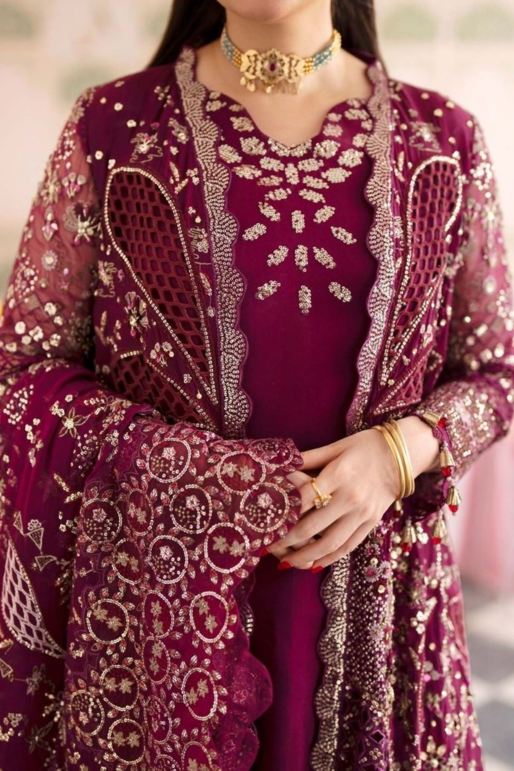 Nureh Johoomro 3 Piece Unstitched Embroidered Luxury Chiffon Suit NL-97 Nur