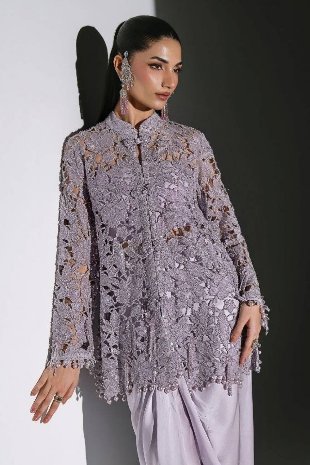 Maria B Mbroidered Unstitched Wedding Edition 3 Piece Unstitched Embroidered Organza Suit Dusty Lilac