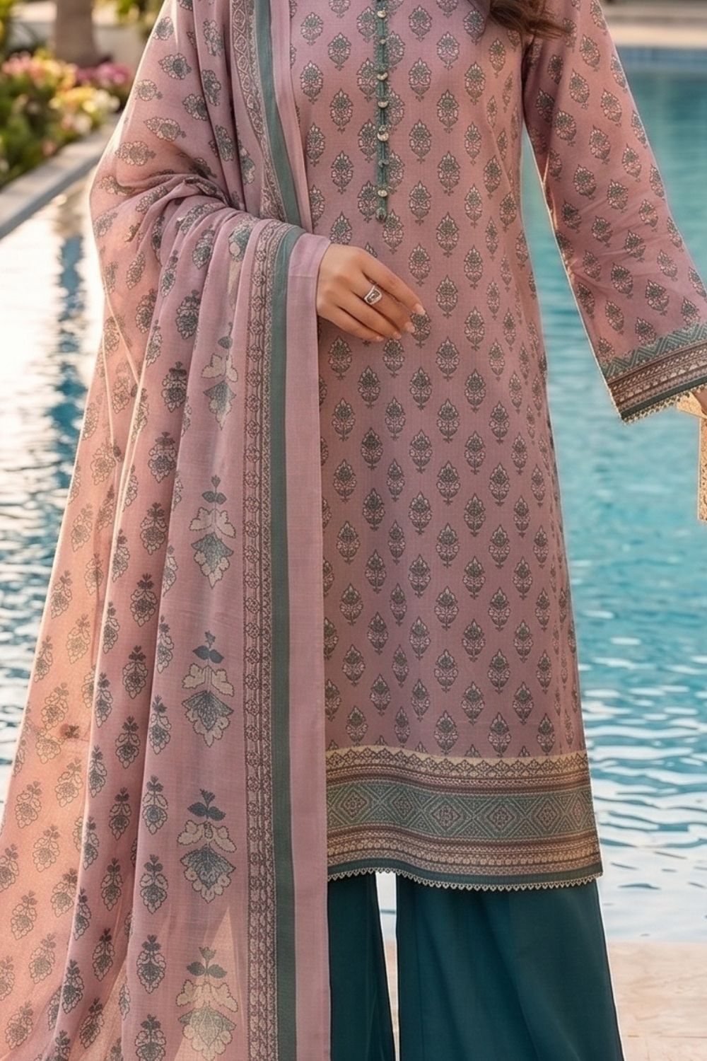 Mushtaq 3Pcs Unstitched Printed Lawn Sapphire Collection Desgin - 2