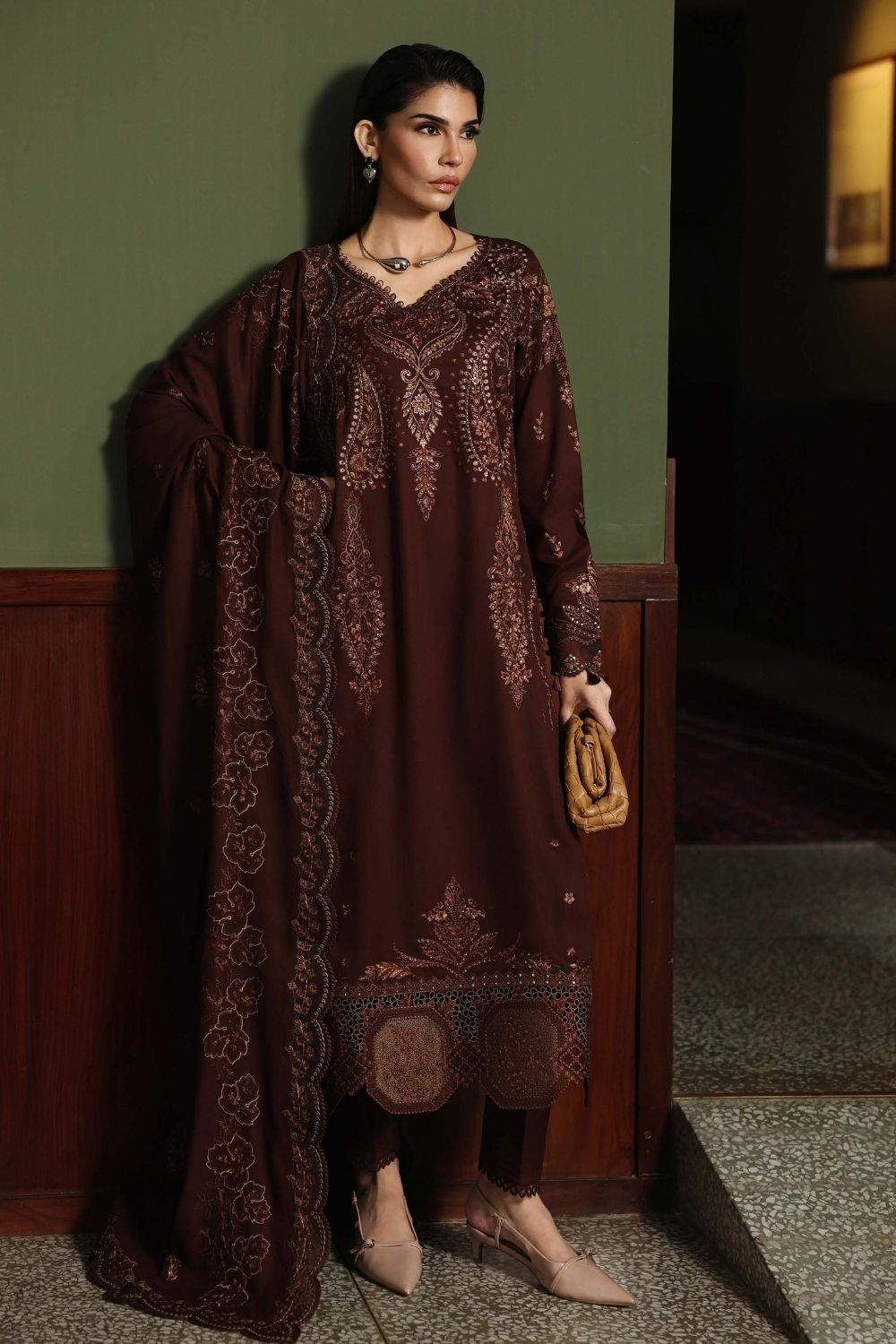 Exclusive Luxury Unstitched By Nureh 3Piece Suit NE-279
