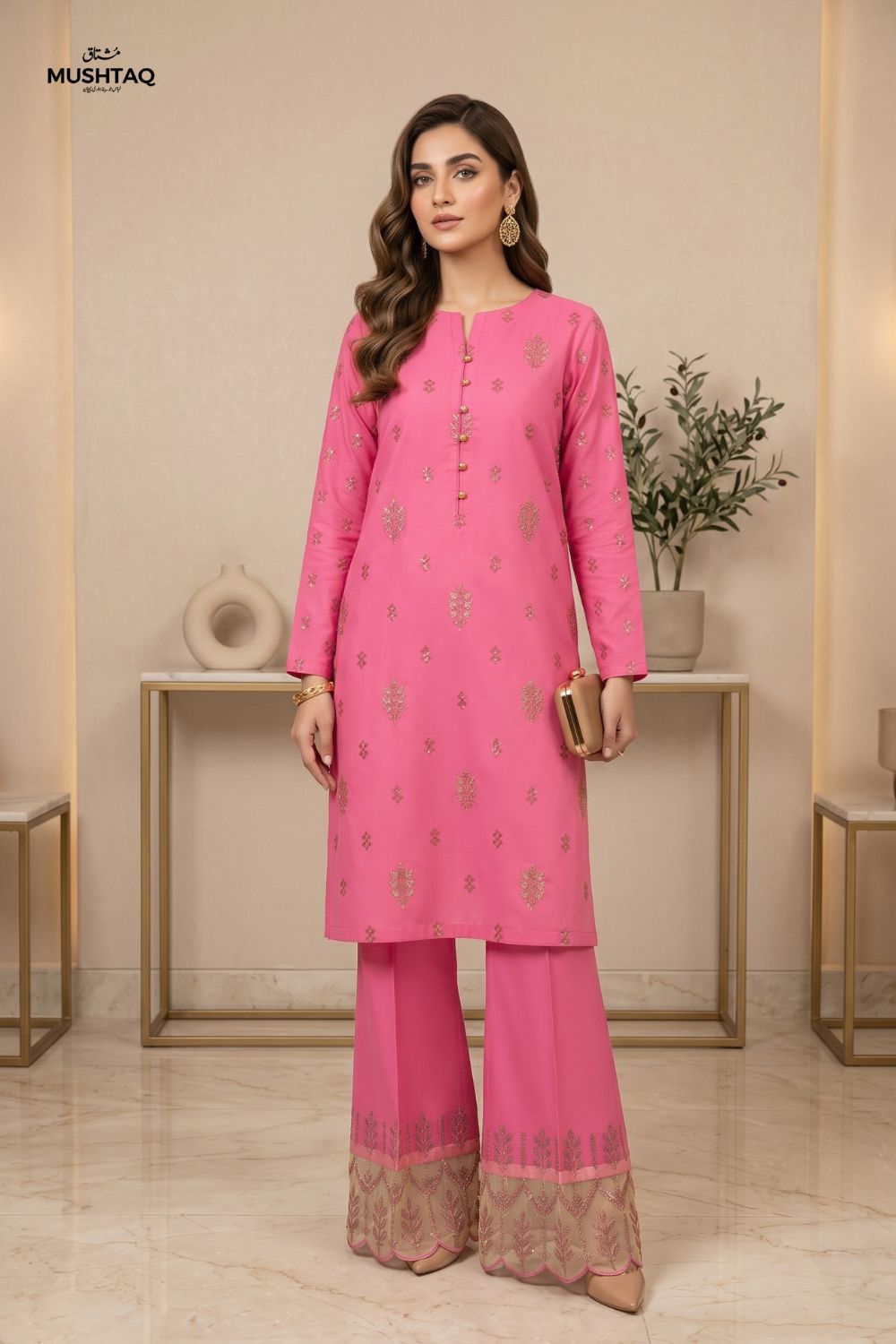 Mushtaq 2Pcs Unstitched Embroidered Marina Aroosa Collection Desgin - 4