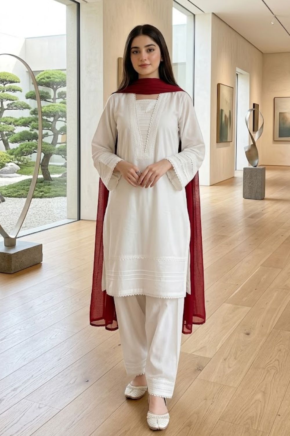 2Pcs Solid Lawn Collection By Mushtaq Desgin - 4