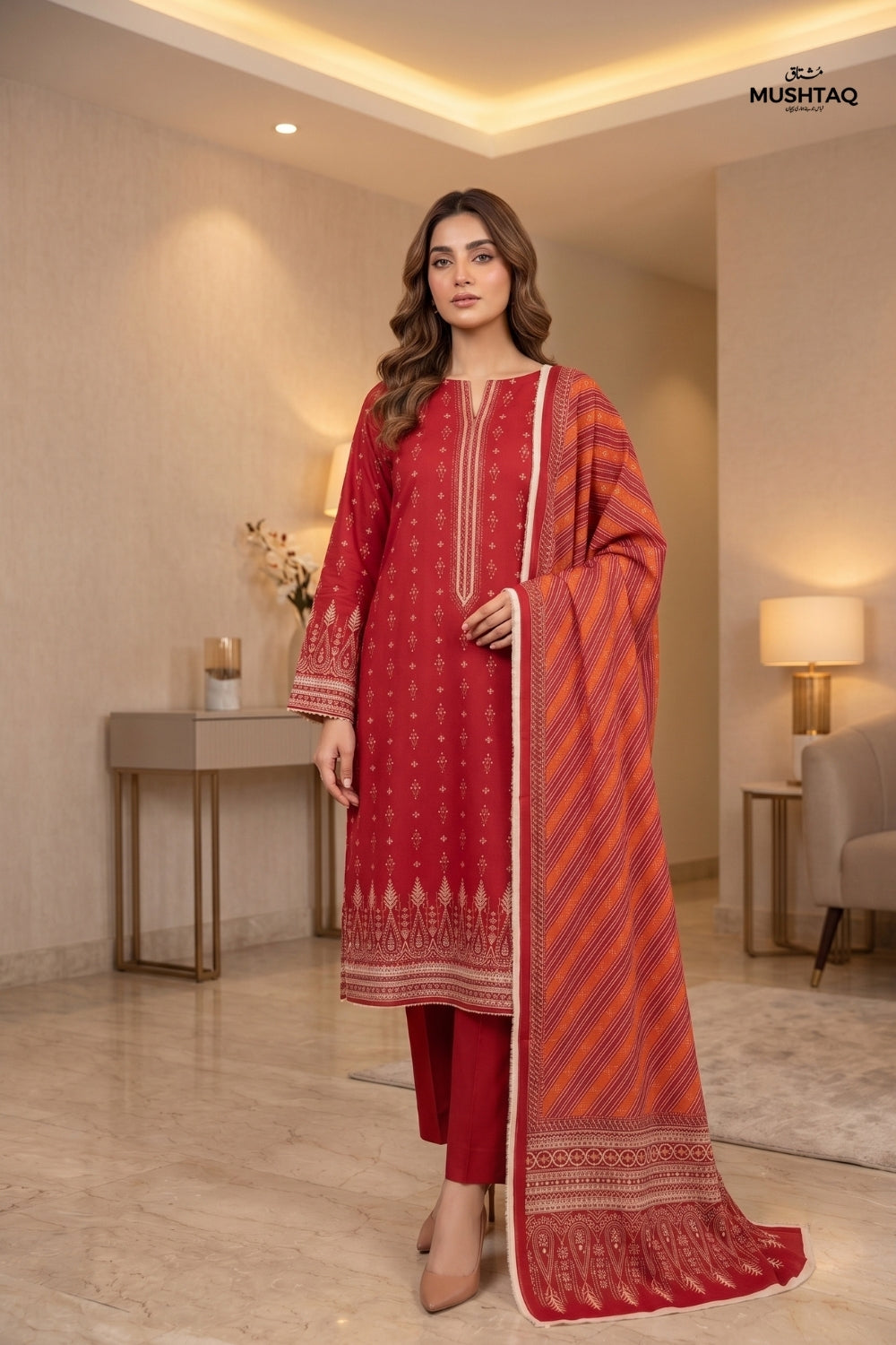 Mushtaq 3Pcs Unstitched Cotton Suit Hiba Collection Desgin - 3