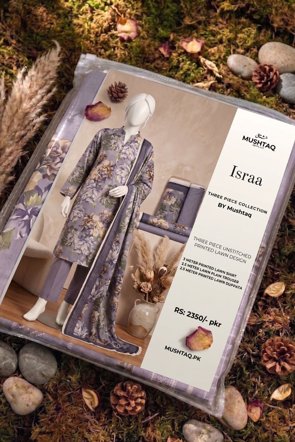 Mushtaq 3Pcs Unstitched Printed Lawn Israa Collection Desgin - 5