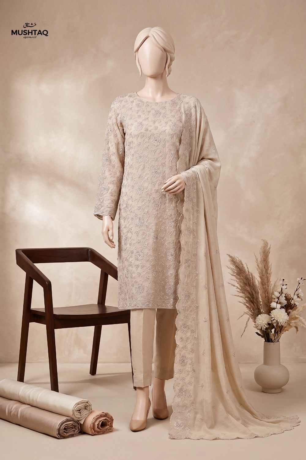3Pcs Unstitched Embroidered Chiffon Zarmeen Collection Desgin - 03
