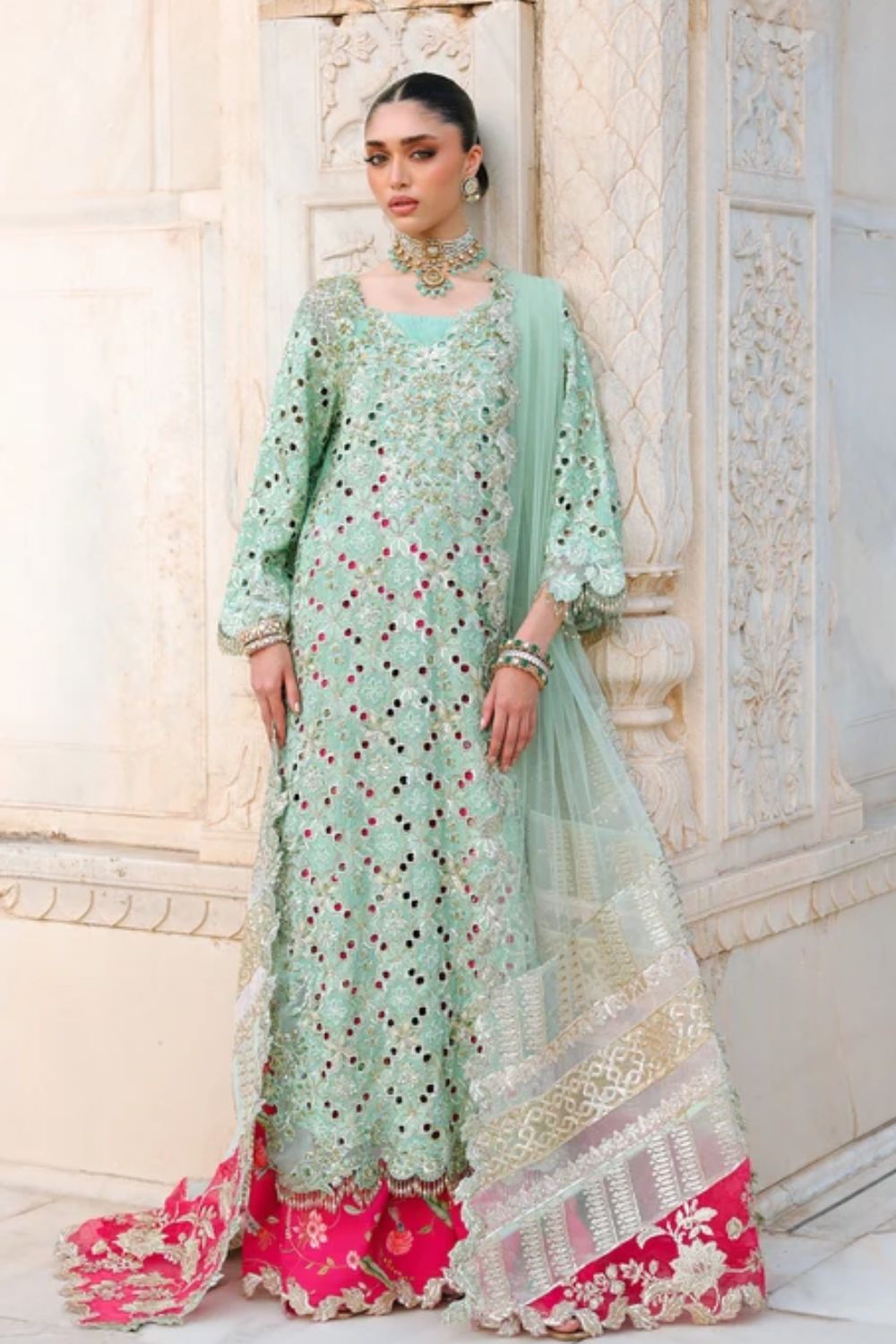 Saira Shakira Unstitched Wedding Collection VOILA - Mint Green