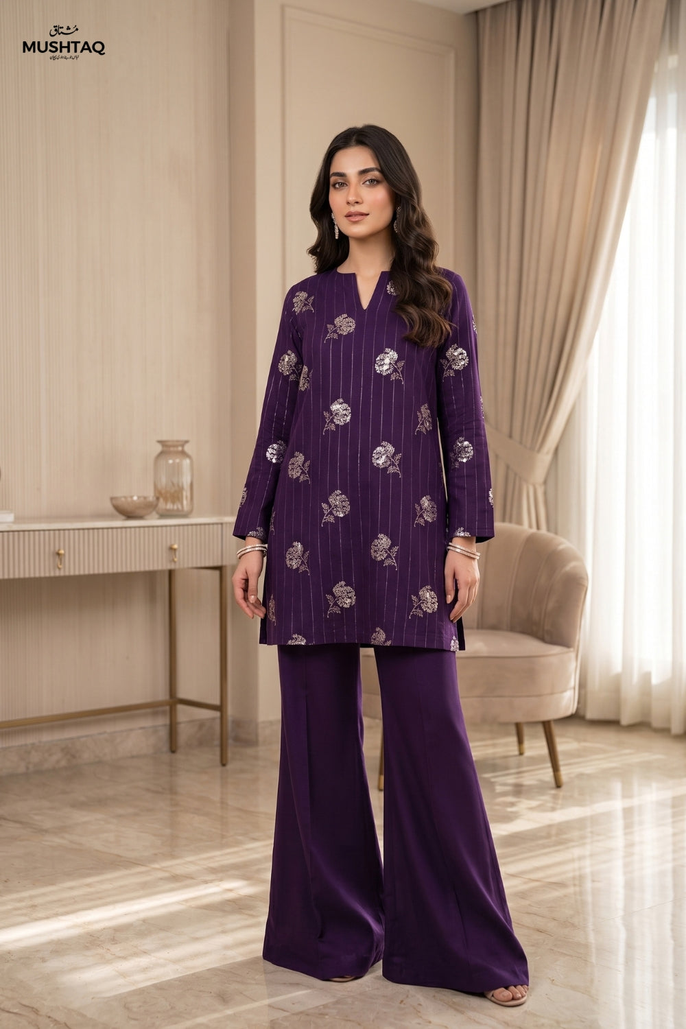 Mushtaq 2Pcs Unstitched Marina Facy Zuna Collection Desgin - 4