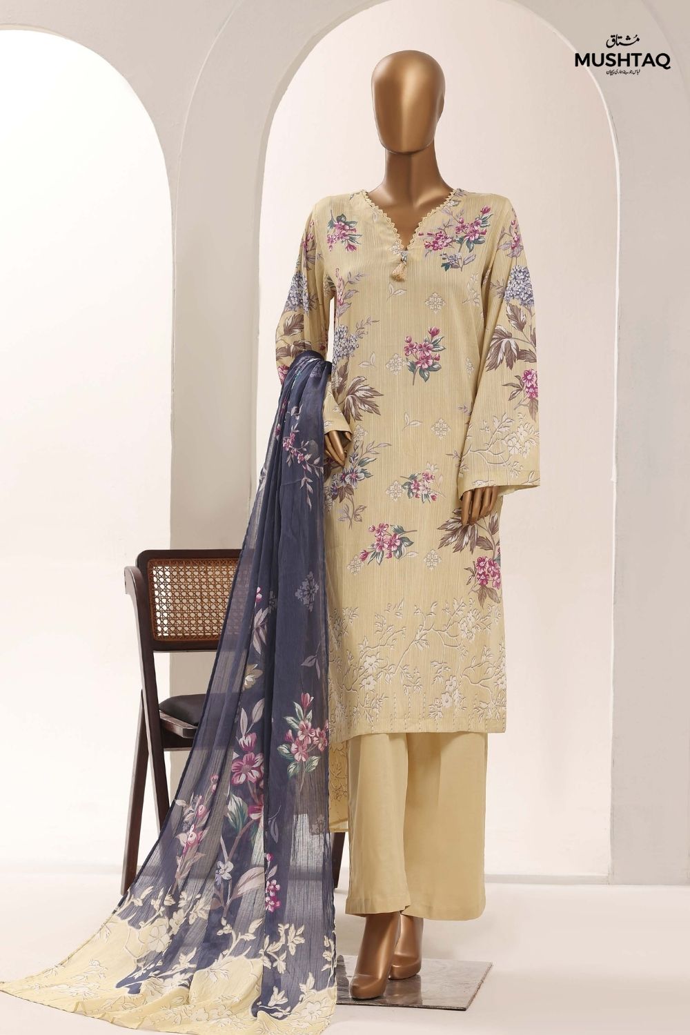 Mushtaq 3Pcs Unstitched Printed Lawn Sadabahar Collection Desgin - 4