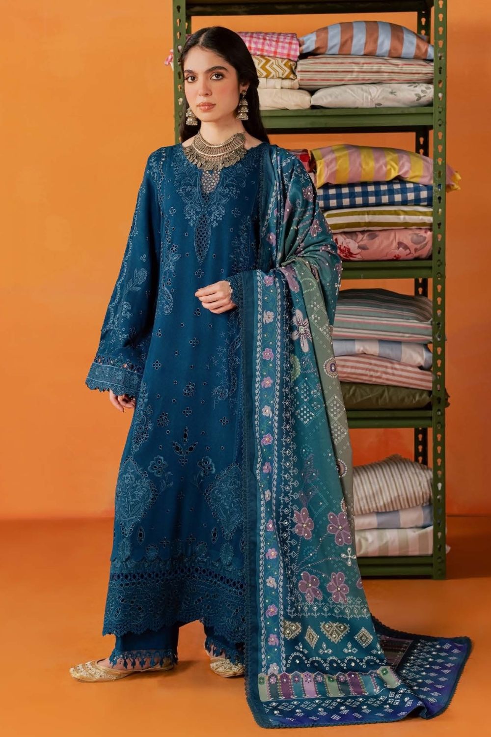 Nureh 3Pcs Unstitched Embroidered Leather Peach Collection NE-291