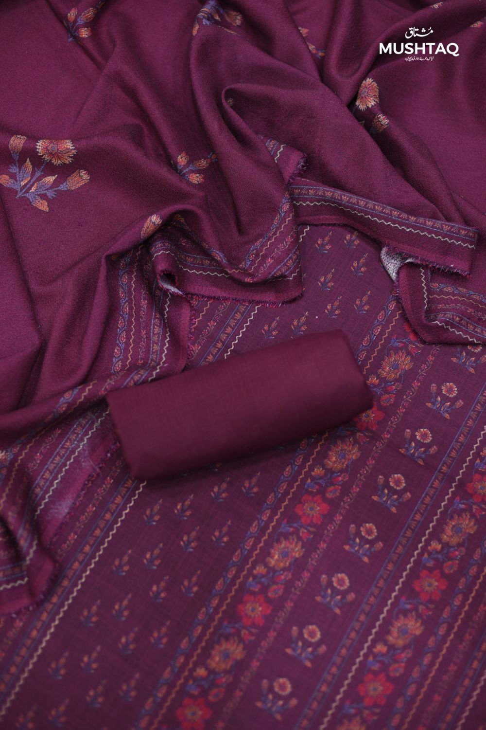 3Pcs Printed marina with wool Shawl Degsin - 16