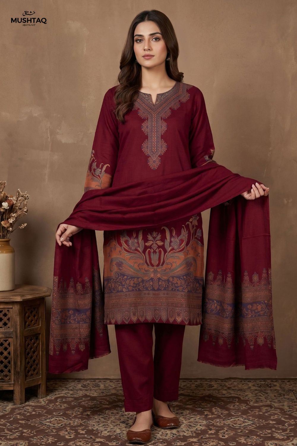 Ammar 3Pcs Unstitched Kaani Wool Jacquard Shirt Desgin - 4