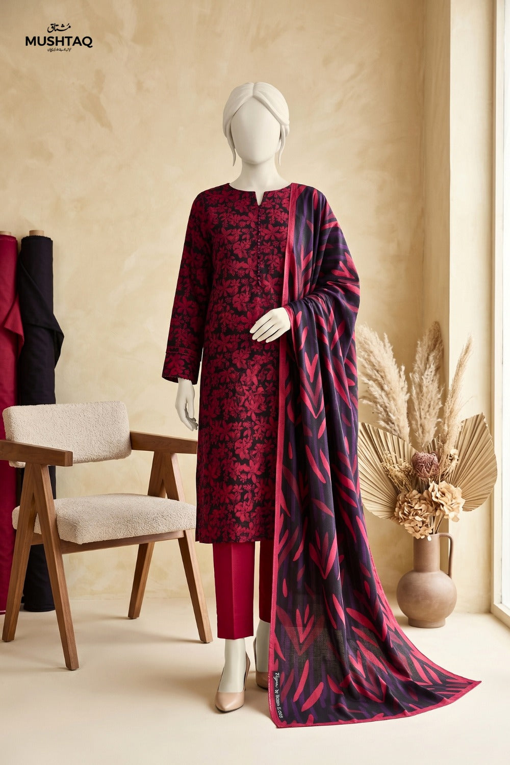 Mushtaq 3Pcs Unstitched Printed Lawn Israa Collection Desgin - 4