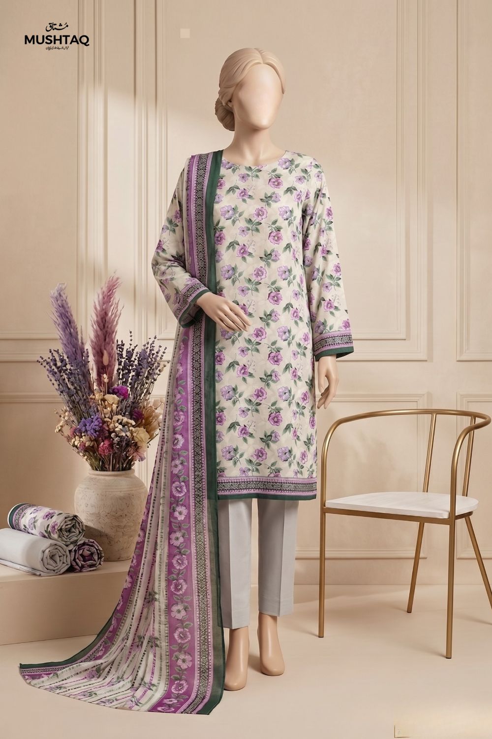 Mushtaq Zimal Collection 3Pcs Unstitched Printed Lawn Desgin - 3