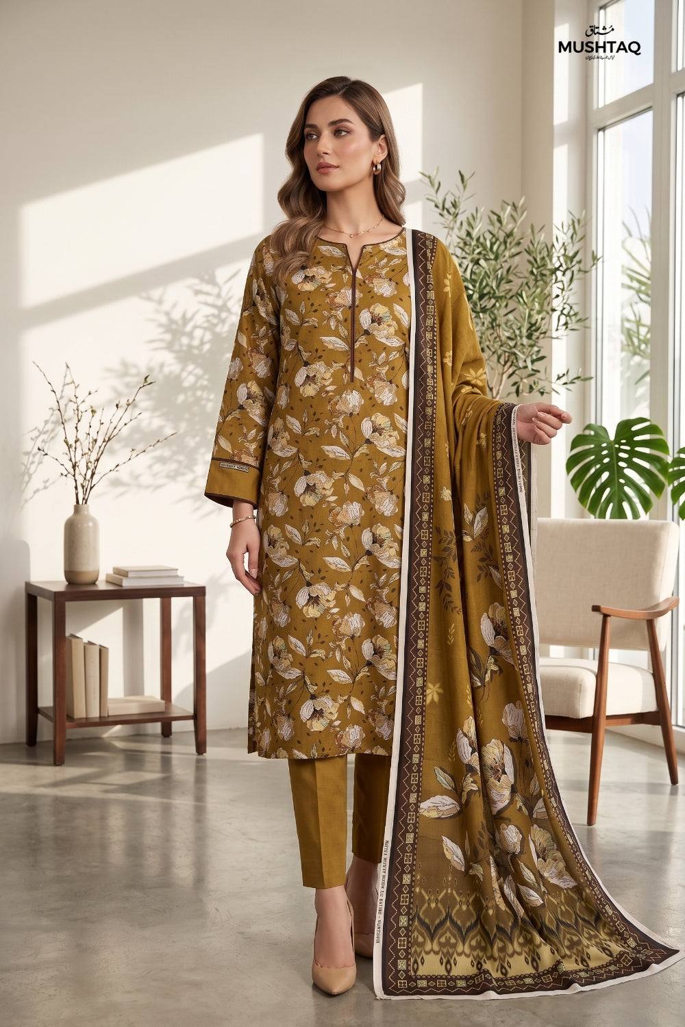 Mushtaq 3Pcs Unstitched Printed Lawn Suit Rooh Posh Collection Desgin - 9