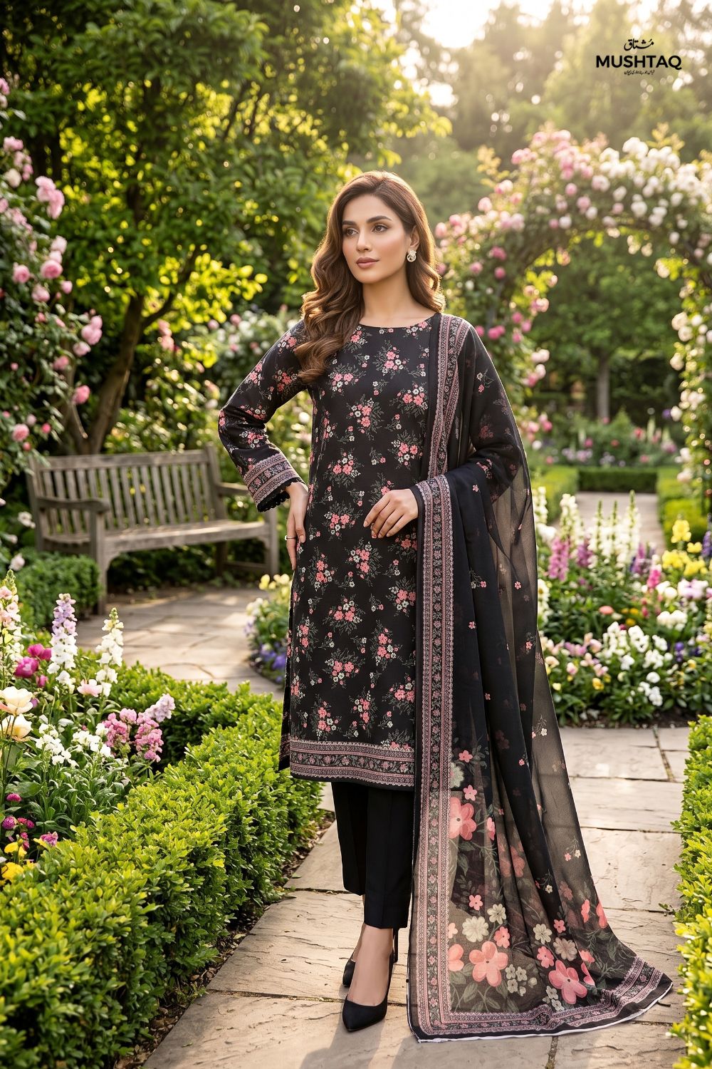 Mushtaq 3Pcs Unstitched Printed Lawn Alizy Collection Desgin - 9
