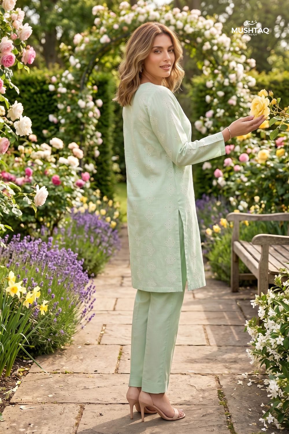 Mushtaq 2Pcs Stitched Printed Lawn Suit Zarnish Collection Desgin - 4