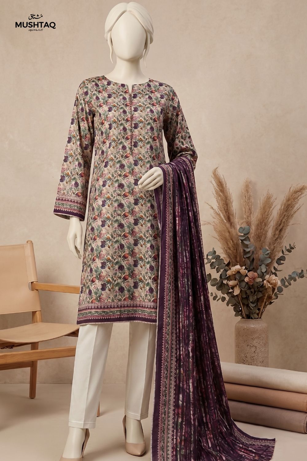 Mushtaq Mahrosh Collection 3Pcs Unstitched Printed Lawn Desgin - 3