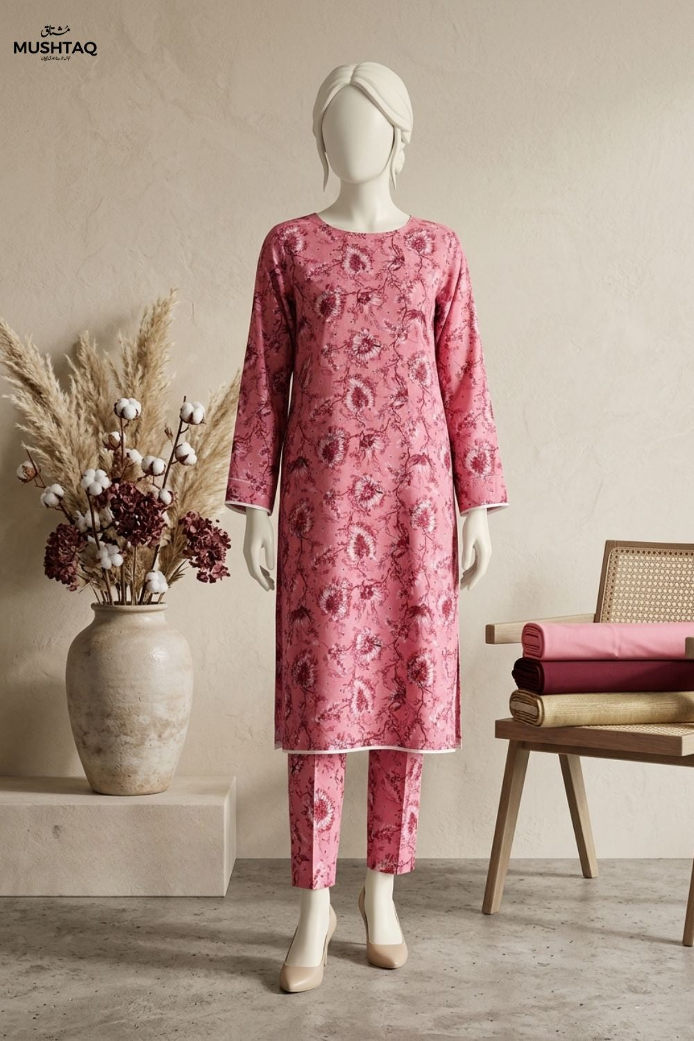 Mushtaq Noor-e-aain Collection 2Pcs Printed Lawn Desgin - 3