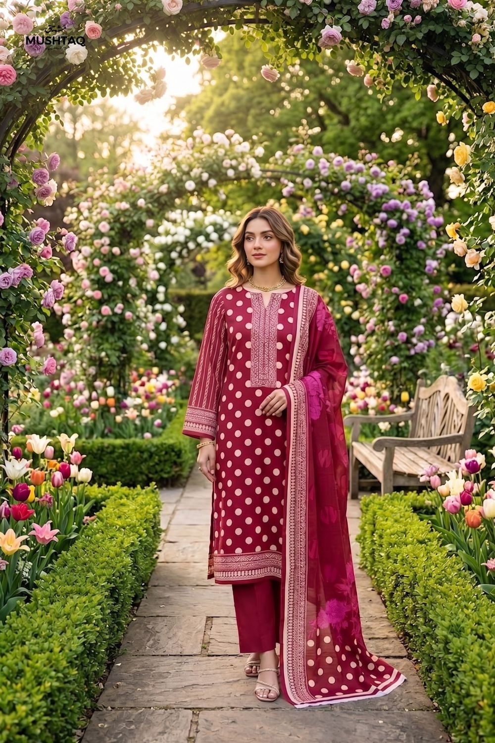 Mushtaq 3Pcs Unstitched Printed Lawn Alveena Collection Desgin - 3