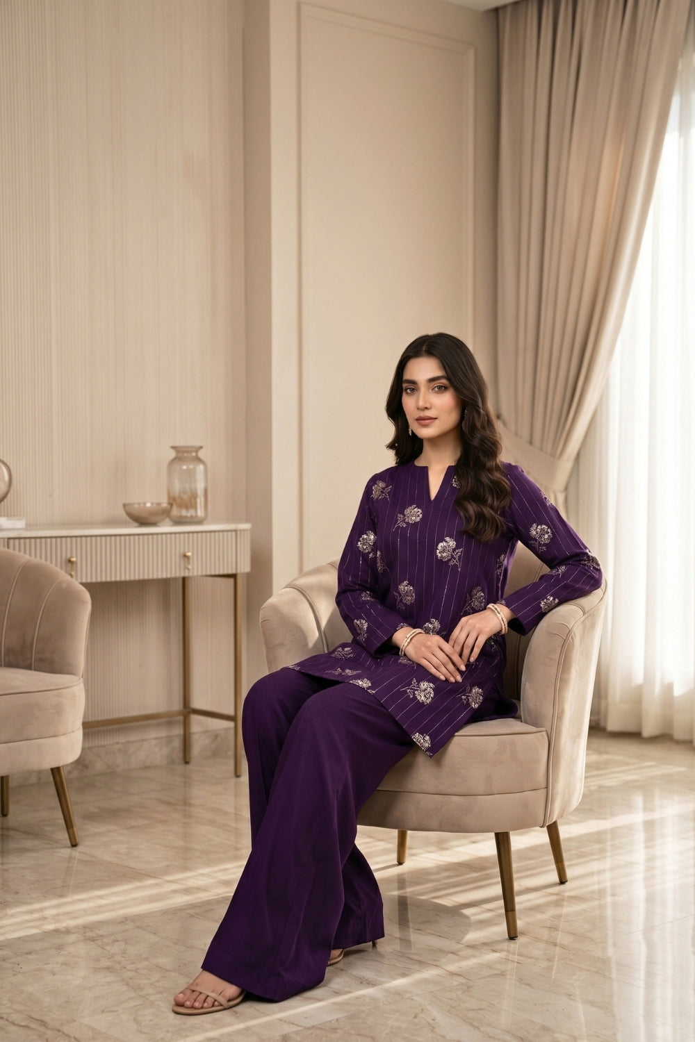 Mushtaq 2Pcs Unstitched Marina Facy Zuna Collection Desgin - 4