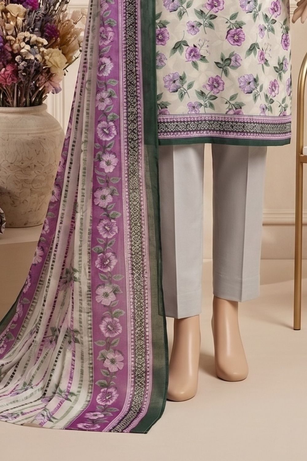 Mushtaq Zimal Collection 3Pcs Unstitched Printed Lawn Desgin - 3