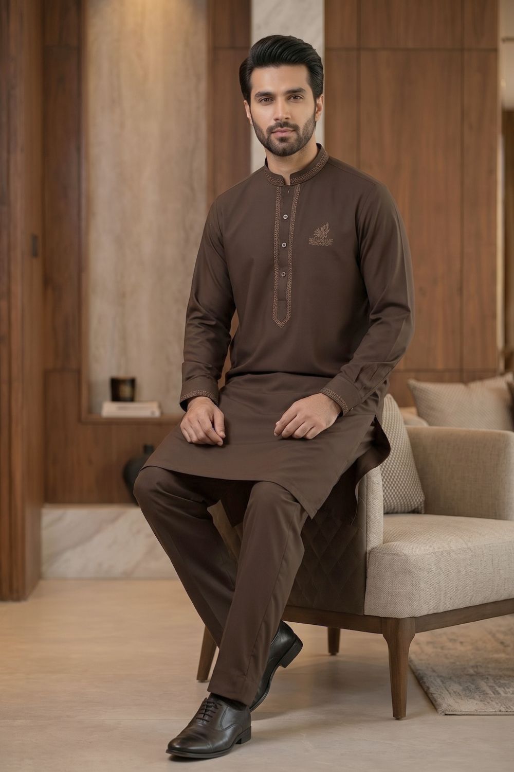 Mens Unstitched Embroiderd Wash & Wear Suit Desgin - 4