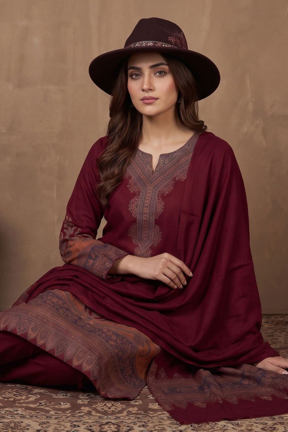 Ammar 3Pcs Unstitched Kaani Wool Jacquard Shirt Desgin - 4