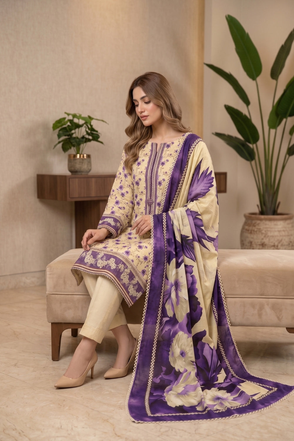 Mushtaq 3Pcs Unstitched Printed Khaddar Zarposh Collection Desgin - 3