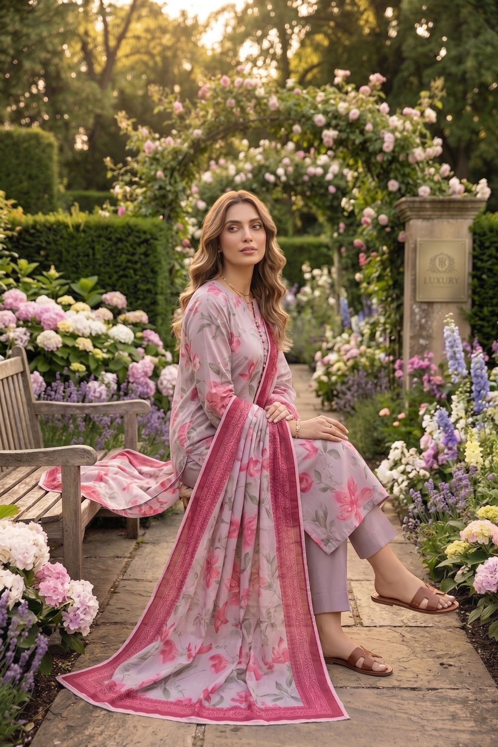 Mushtaq 3Pcs Unstitched Printed Lawn Suit Emaan Collection Desgin - 3