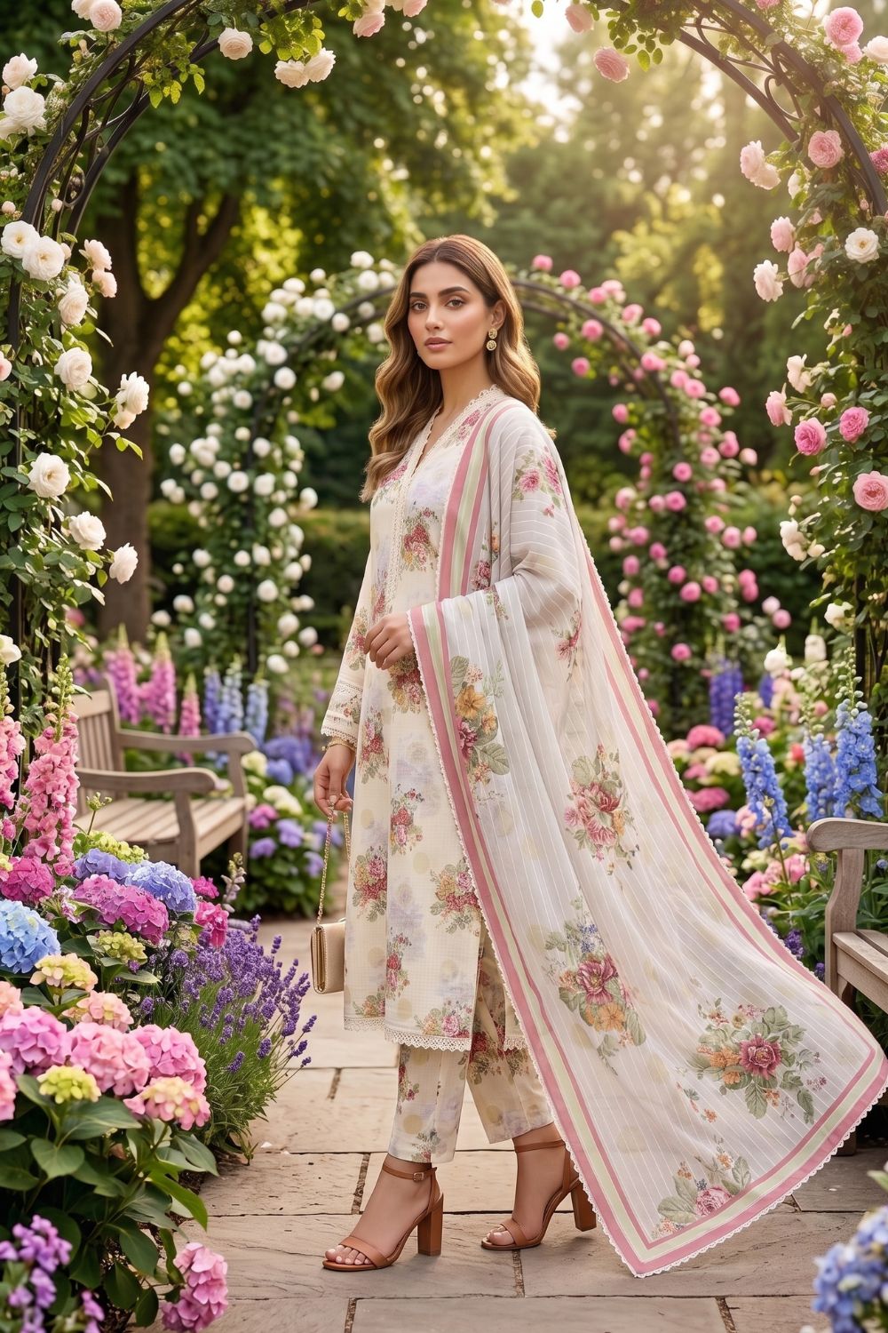 Mushtaq 3Pcs Unstitched Printed Lawn Ansaa Collection Desgin - 3