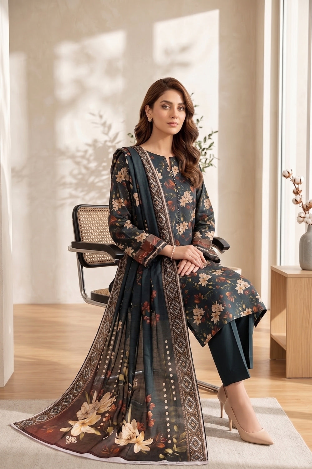 Mushtaq 3Pcs Unstitched Printed Lawn Suit Rooh Posh Collection Desgin - 3