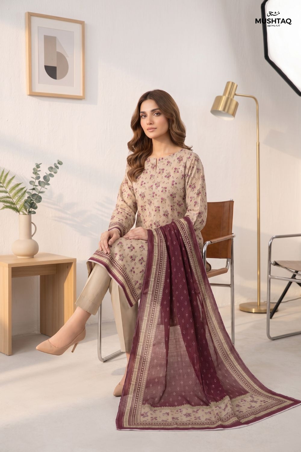 Mushtaq 3Pcs Unstitched Printed Lawn Suit Minaal Collection Desgin - 4