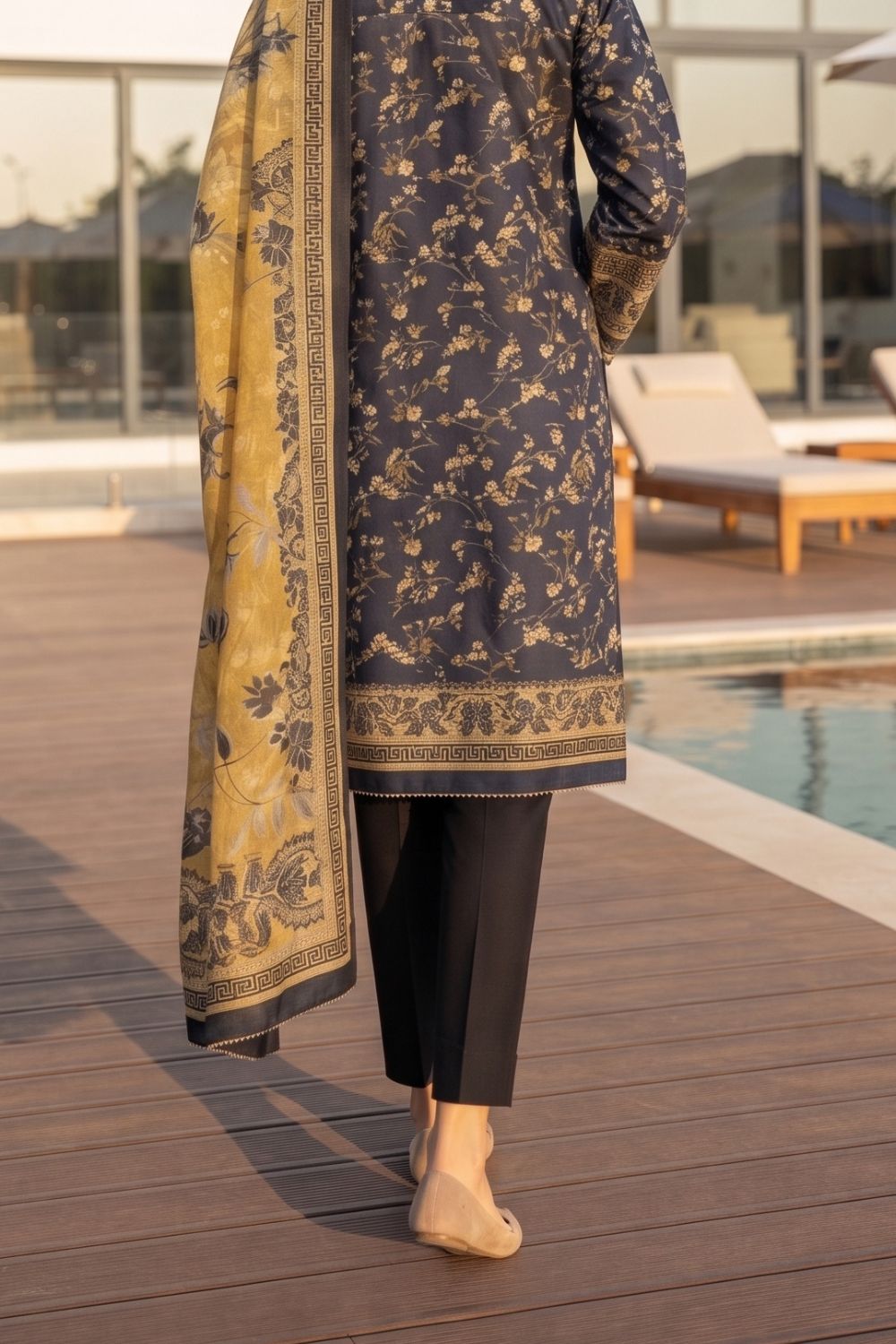 Mushtaq 3Pcs Unstitched Printed Lawn Aizal Collection Desgin - 2